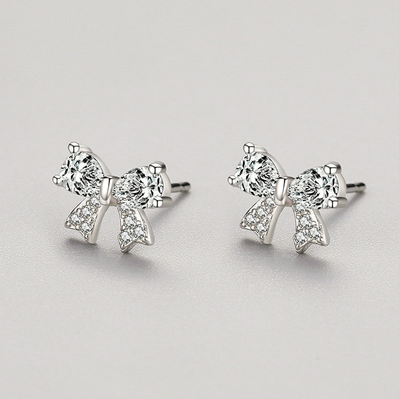 S925 Sterling Silver Bow Stud Earrings-Jewearrings