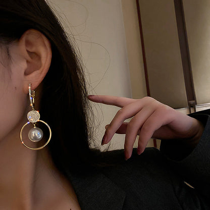 Pearl Circle High-end Niche Earrings-Jewearrings