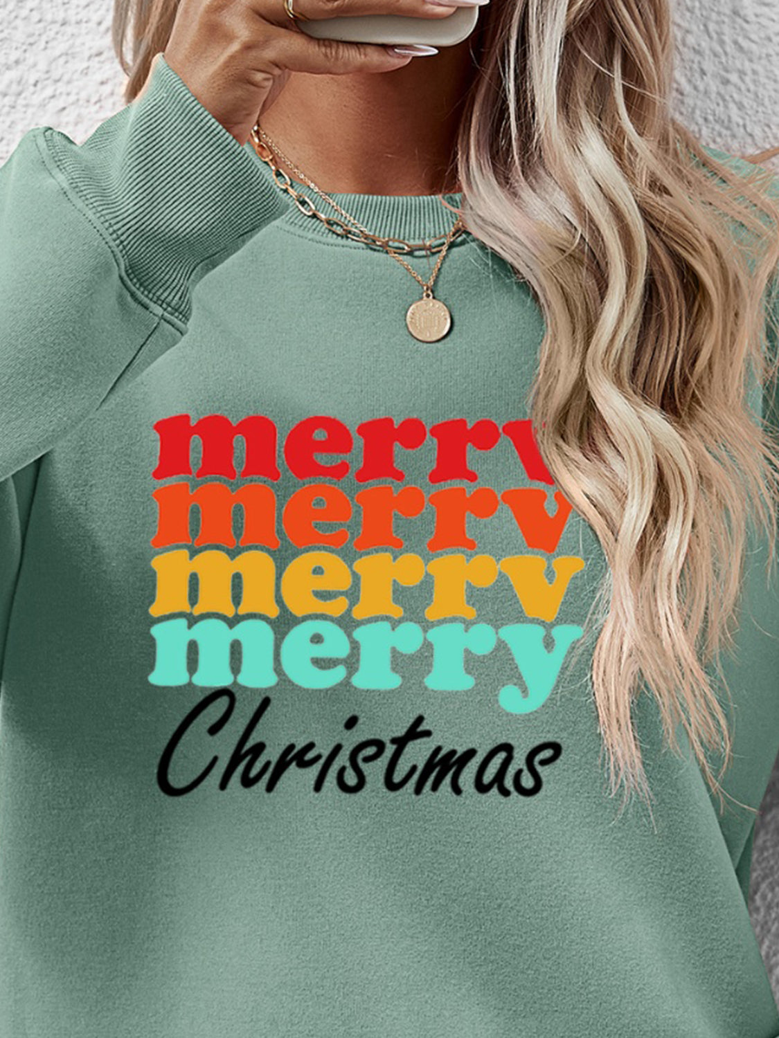 MERRY CHRISTMAS Graphic Long Sleeve Sweatshirt-Jewearrings