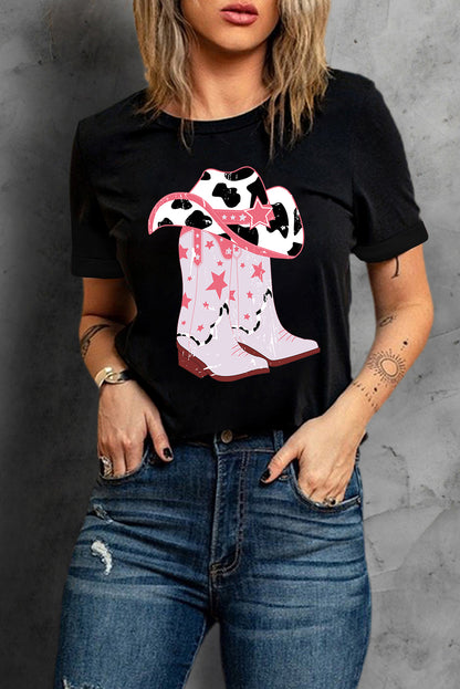 Cowboy Hat and Boots Graphic Tee-Jewearrings