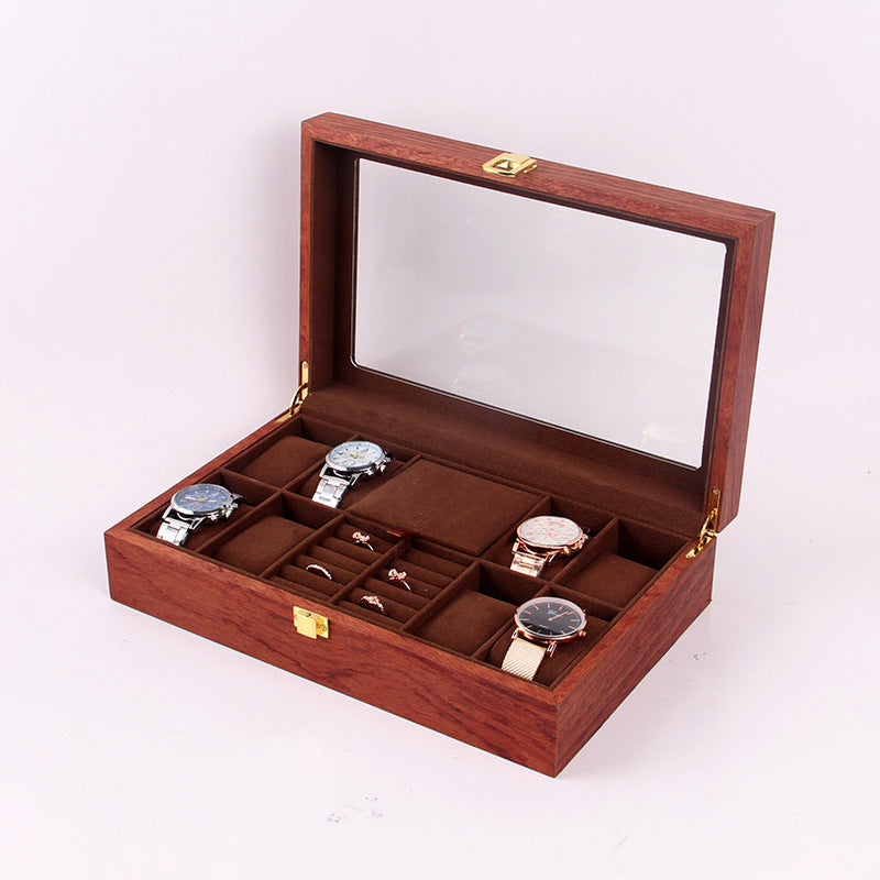 Wooden Vintage Necklace Ring Stud Earrings Jewelry Box-Jewearrings