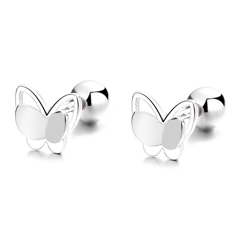 925 Sterling Silver Sweet Double Butterfly Thread Stud Earrings-Jewearrings