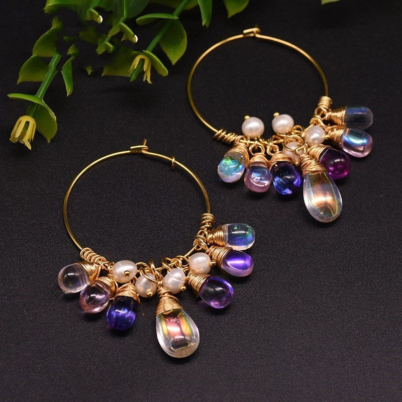 Pearl Czech crystal earrings-Jewearrings