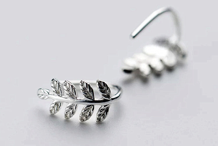 Women's Simple Mini Tree Technology Leaf-shapepd Stud Earrings-Jewearrings