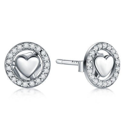 Small Silver Bean Love S925 Sterling Silver Stud Earrings-Jewearrings