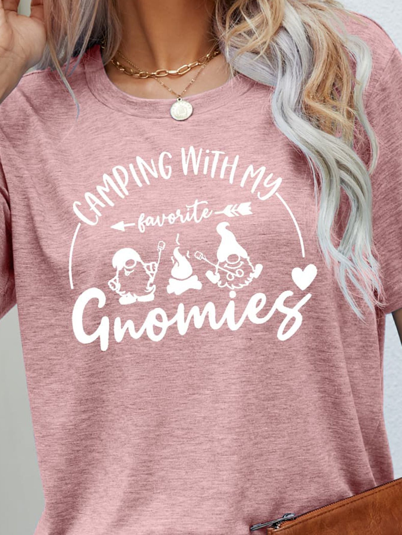 CAMPING WITH MY FAVORITE GNOMIES Graphic Tee-Jewearrings