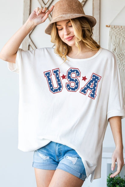 HOPELY USA Graphic Round Neck T-Shirt-Jewearrings