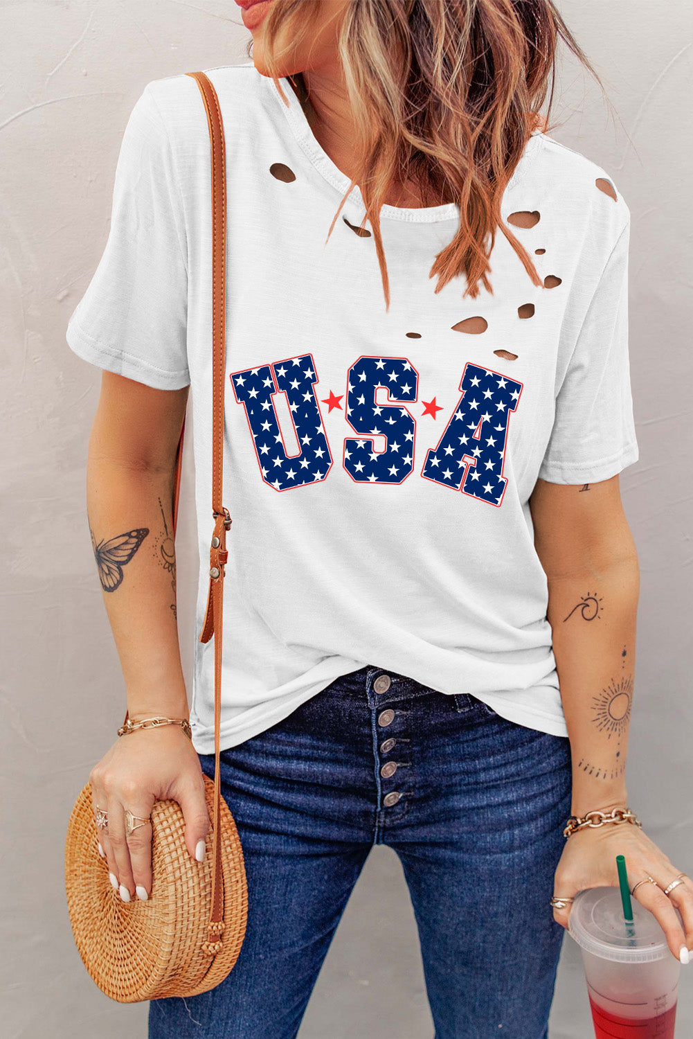 USA Round Neck Short Sleeve T-Shirt-Jewearrings