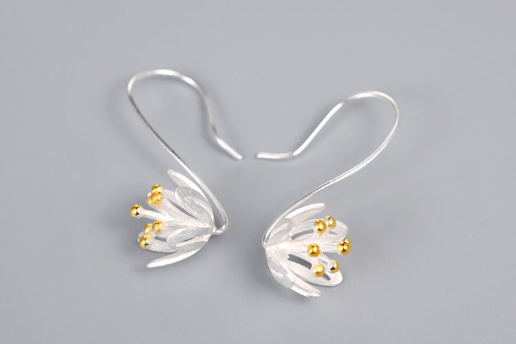 S925 Sterling Silver Thailand Craft Flower Temperament Earrings-Jewearrings