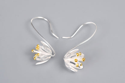 S925 Sterling Silver Thailand Craft Flower Temperament Earrings-Jewearrings