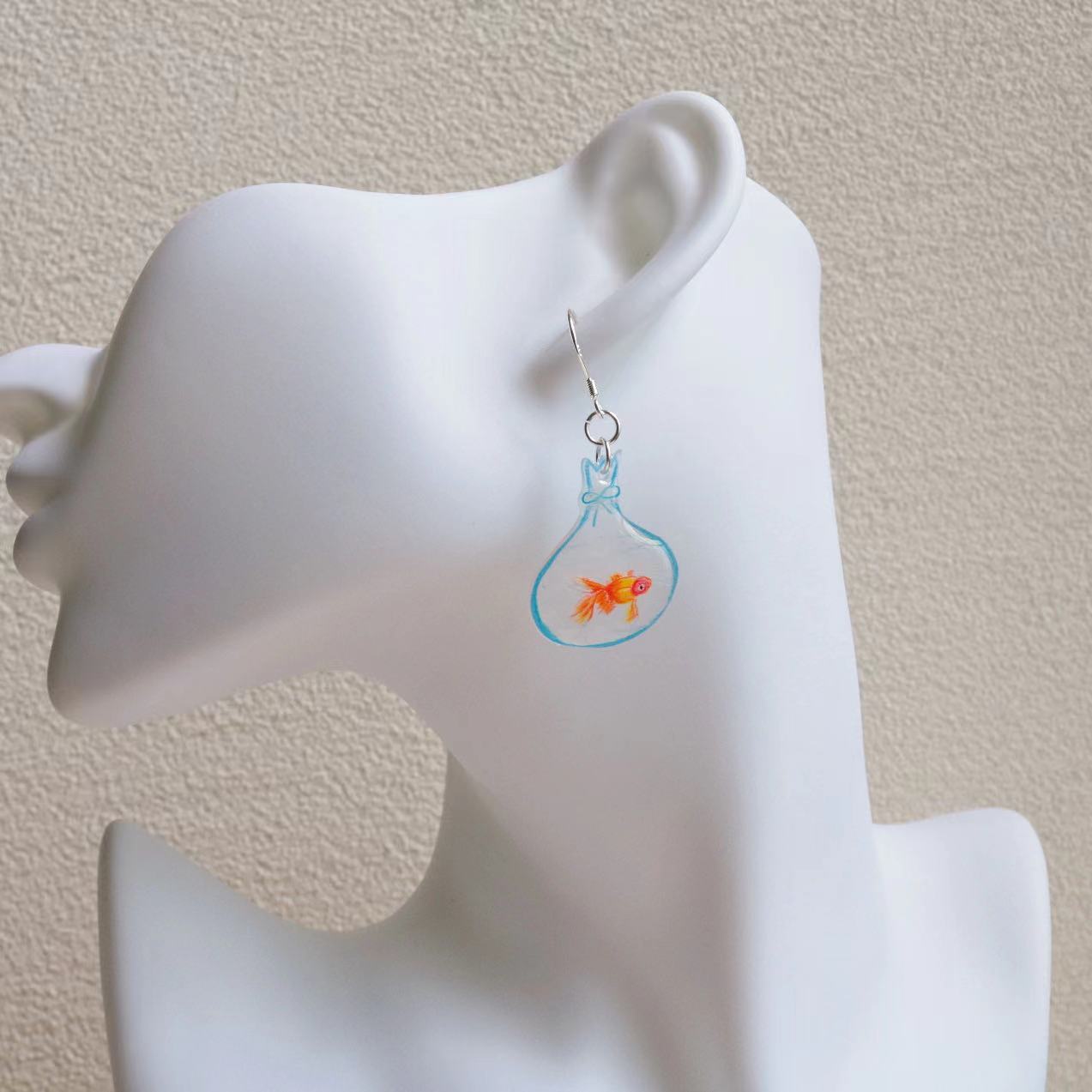 Pocket Goldfish Sterling Silver Earrings Non-piercing Ear Clip-Jewearrings