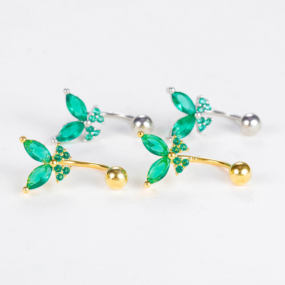 U-shaped Earrings Plated With Real Gold Butterfly Studs-Jewearrings