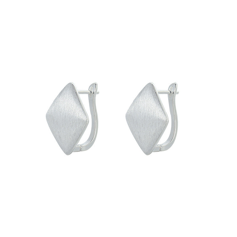 S925 Sterling Silver Brushed Earrings Women's Fashion All-matching Ear Clip-Jewearrings