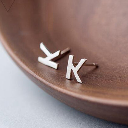 26 English Alphabet Stud Earrings Women's Copper Silver Plated-Jewearrings