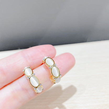 Geometric Snake Bone Earrings Temperament Opal Earrings-Jewearrings