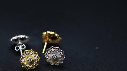 Ancient Court Sunflower Stud Earrings-Jewearrings