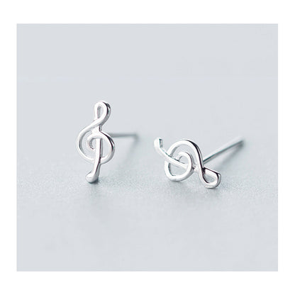 S925 Silver Note Earrings Female Fashion Cute Sweet And Simple-Jewearrings