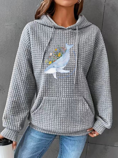 Full Size Whale Graphic Drawstring Hoodie-Jewearrings