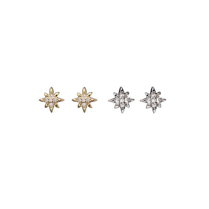 Star Stud Earrings with Diamonds-Jewearrings