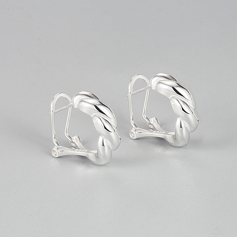 S925 Sterling Silver Stud Earrings Wave Line Pattern-Jewearrings