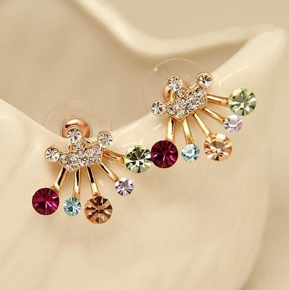 Bow crown stud earrings-Jewearrings