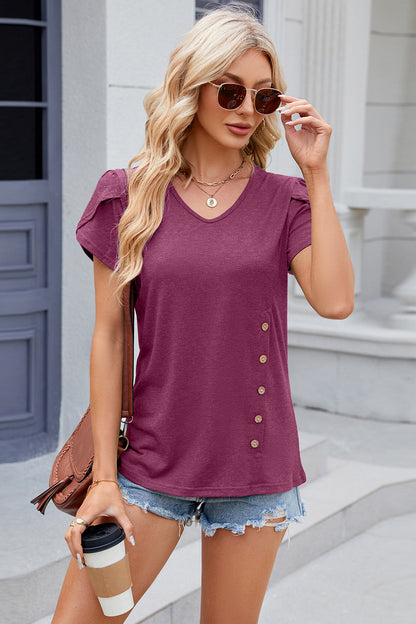 V-Neck Short Sleeve T-Shirt-Jewearrings