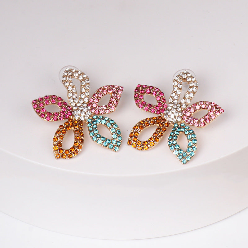 Exquisite fashion stud earrings in colorful diamonds-Jewearrings