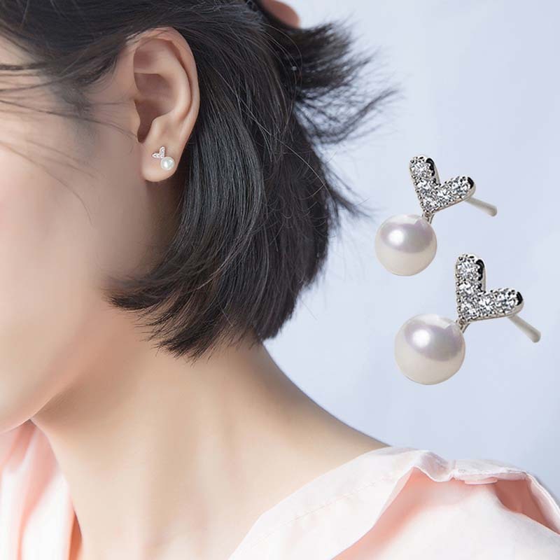 Pearl petal three-dimensional earrings-Jewearrings