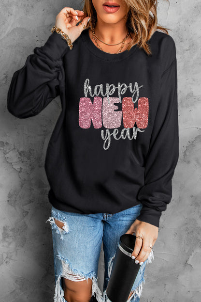 HAPPY NEW YEAR Round Neck Sweatshirt-Jewearrings