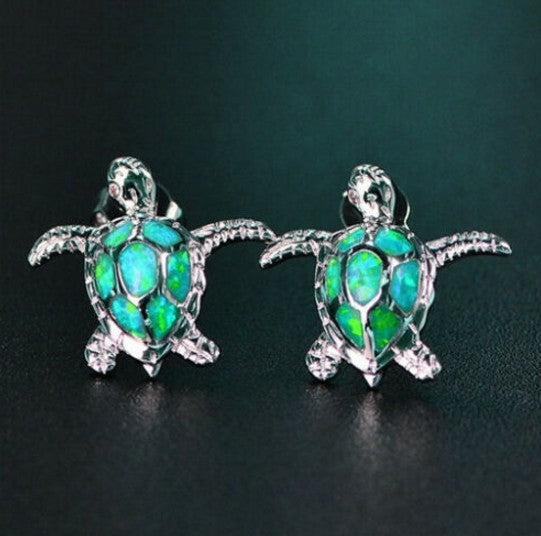 Opal Turtle Multicolor Stud Earrings-Jewearrings