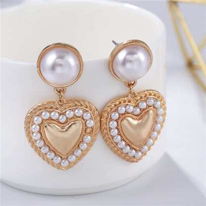 Large and small pearl alloy earrings earrings-Jewearrings