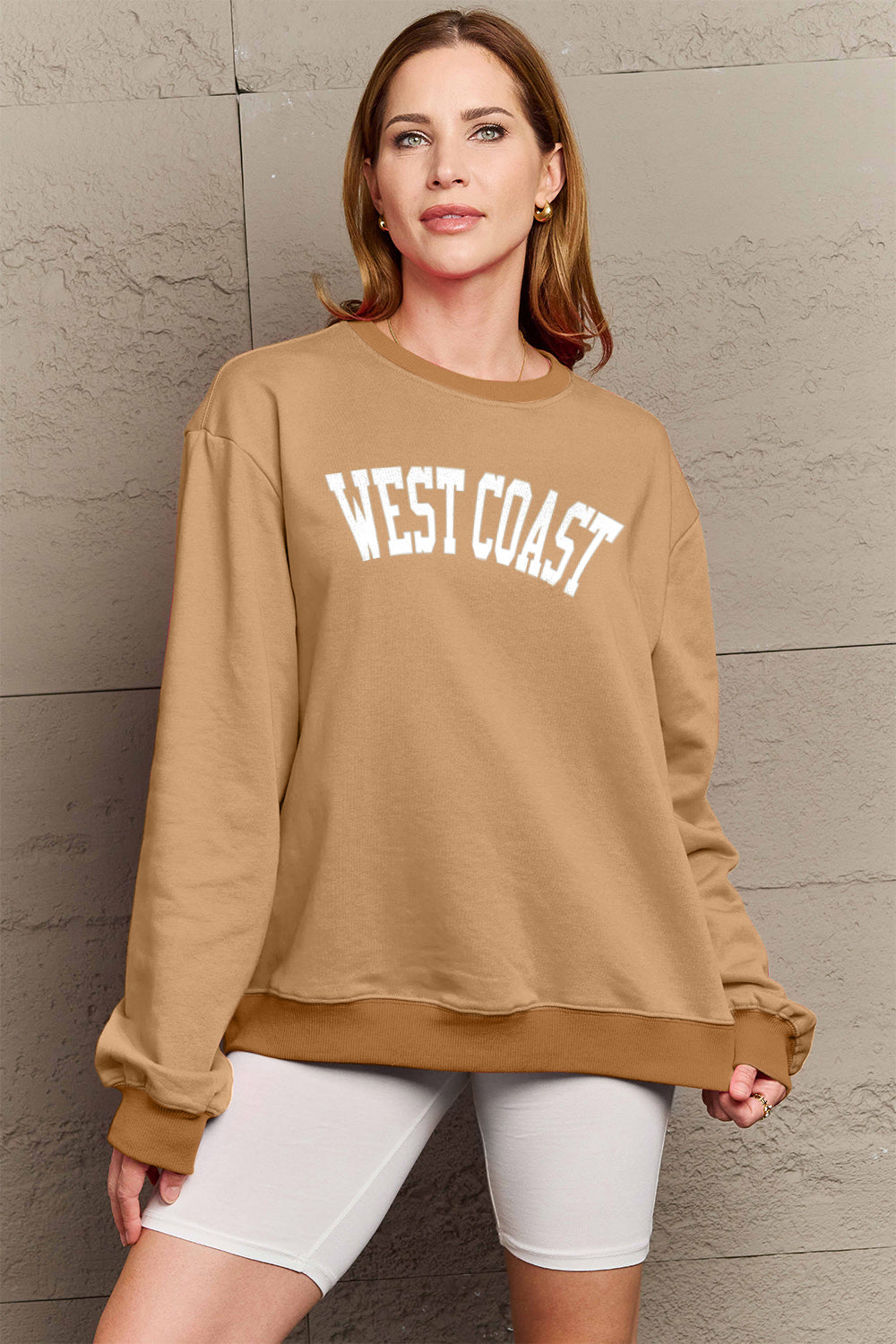 Simply Love Full Size WEST COAST Graphic Long Sleeve Sweatshirt-Jewearrings