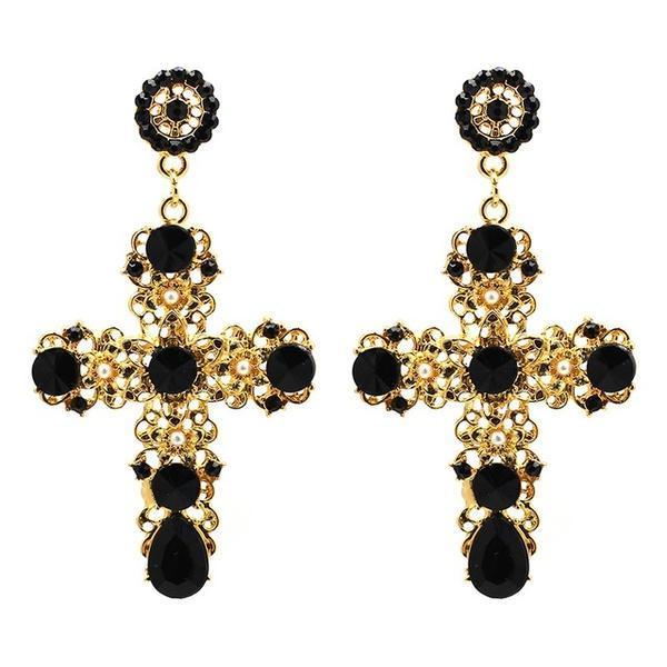 Cross My Heart Drop Earrings-Jewearrings