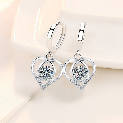 Silver Plated Heart With Dream Buckle Drop Earrings-Jewearrings