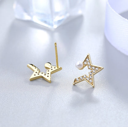 Five-pointed Star Opening 925 Sterling Silver Earrings-Jewearrings