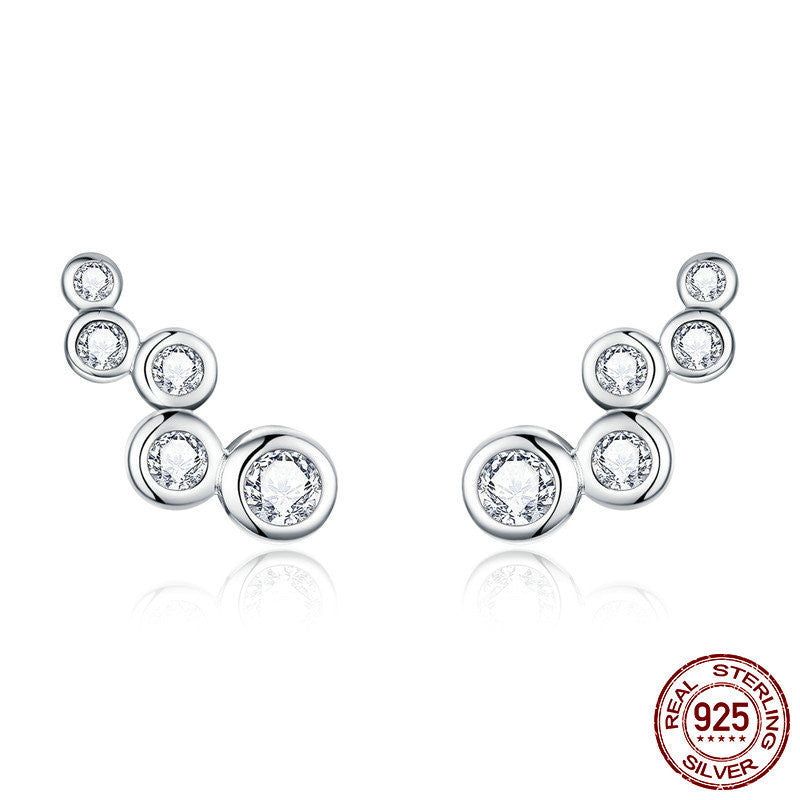 Women's Simple White Gold Plated Earrings With Diamonds-Jewearrings