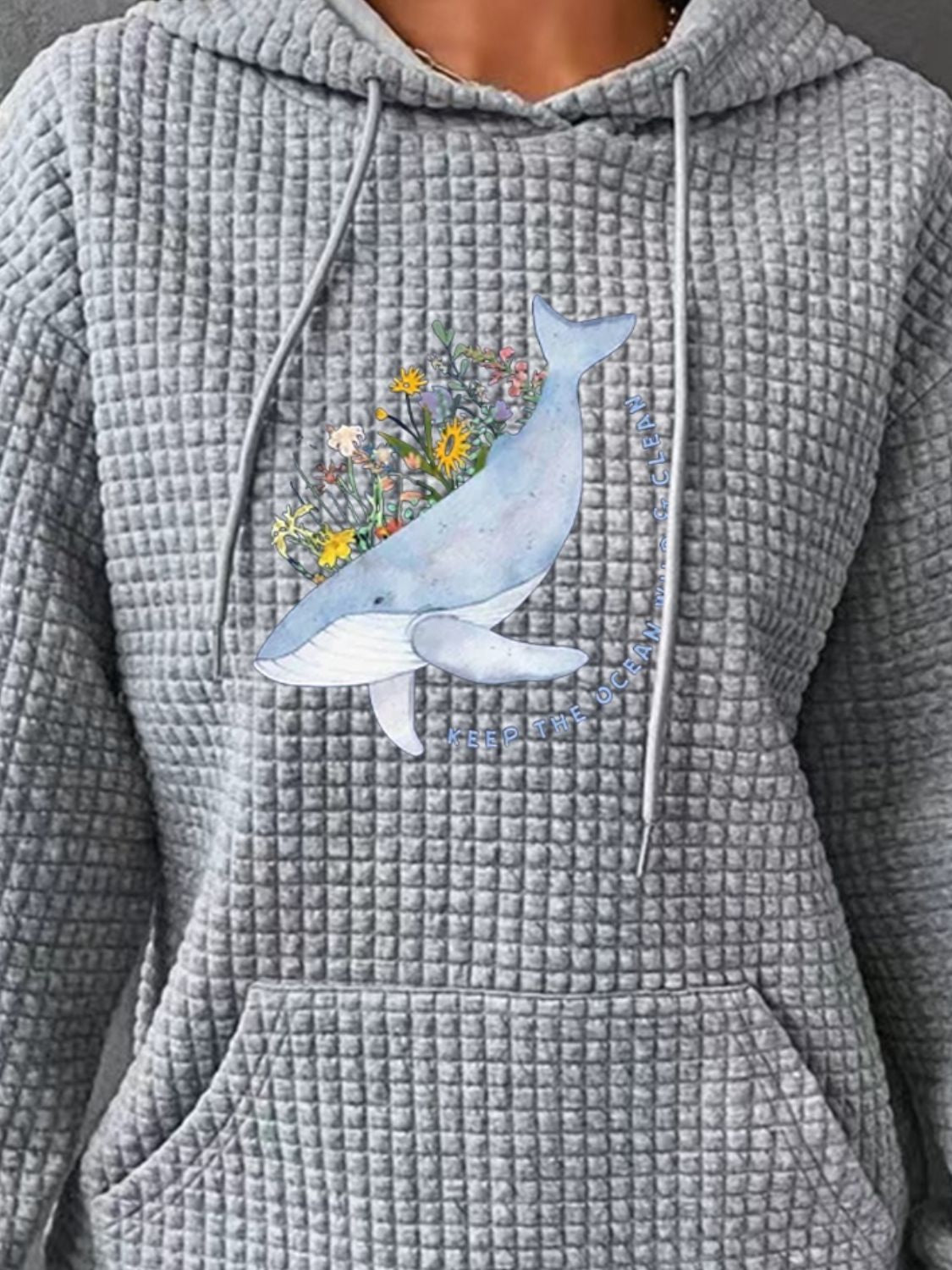 Full Size Whale Graphic Drawstring Hoodie-Jewearrings