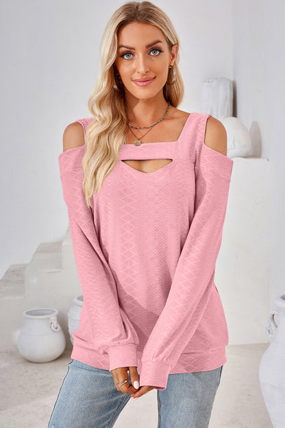 Cutout Square Neck Cold Shoulder T-Shirt-Jewearrings