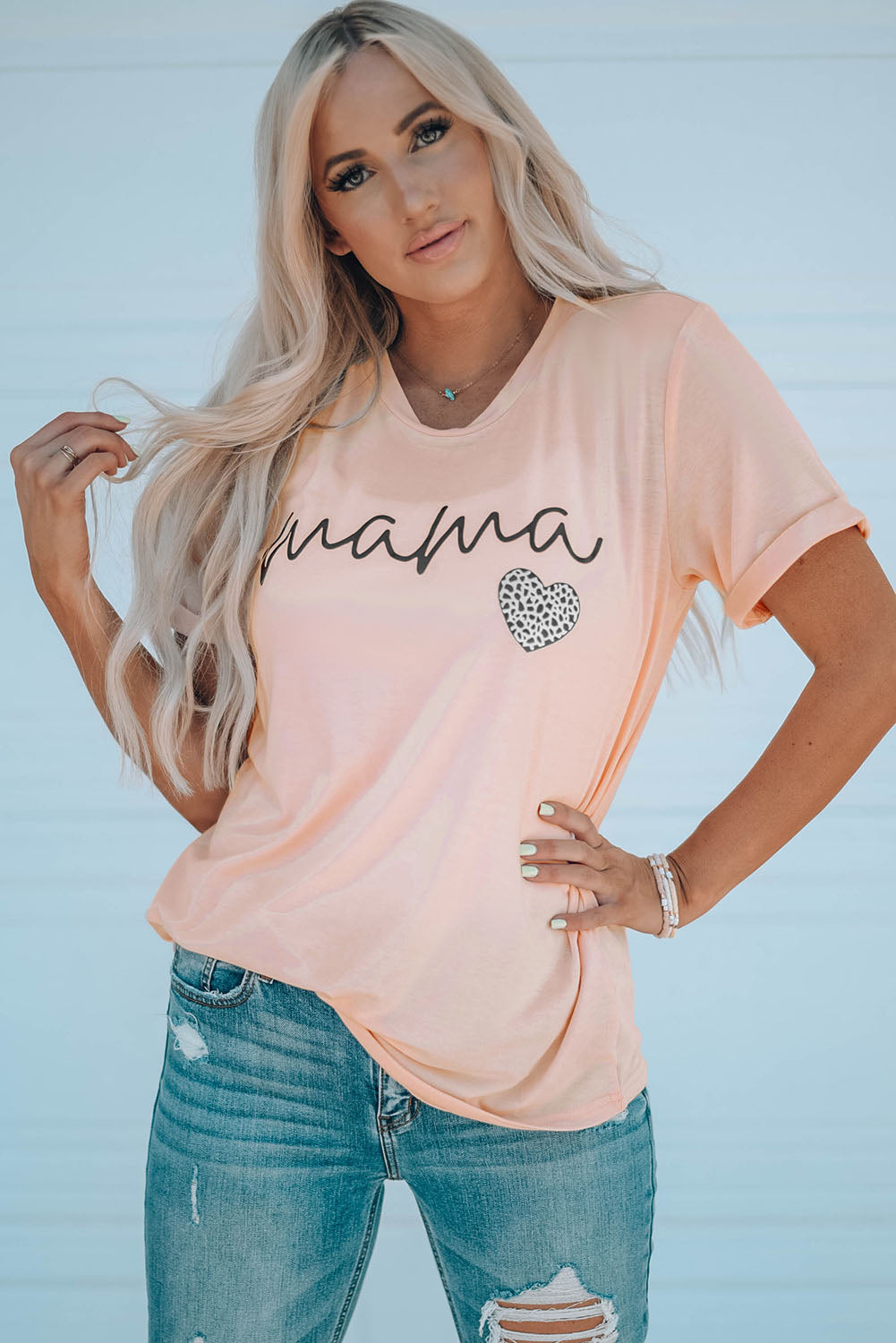 MAMA Heart Graphic Tee Shirt-Jewearrings