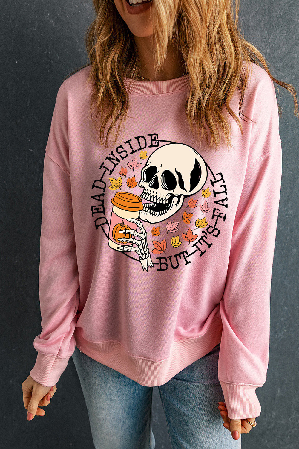 Skull Graphic Dropped Shoulder Sweatshirt-Jewearrings