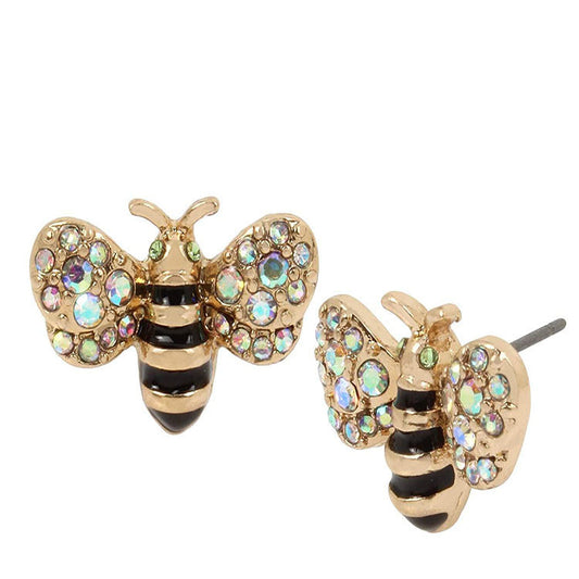 Europe And America Creative Fashion Micro Inlay Zircon Bee Dripping Stud Earrings-Jewearrings