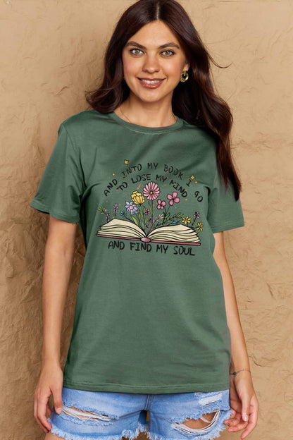 Simply Love Full Size Book & Flower Graphic Cotton Tee-Jewearrings