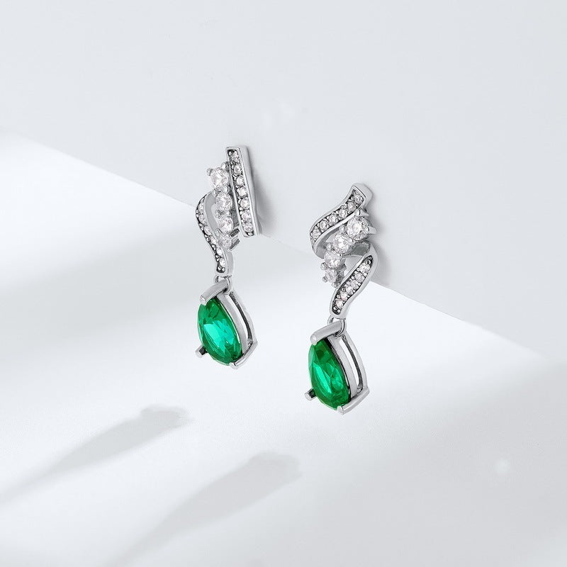 S925 Silver Emerald Earrings For Women-Jewearrings