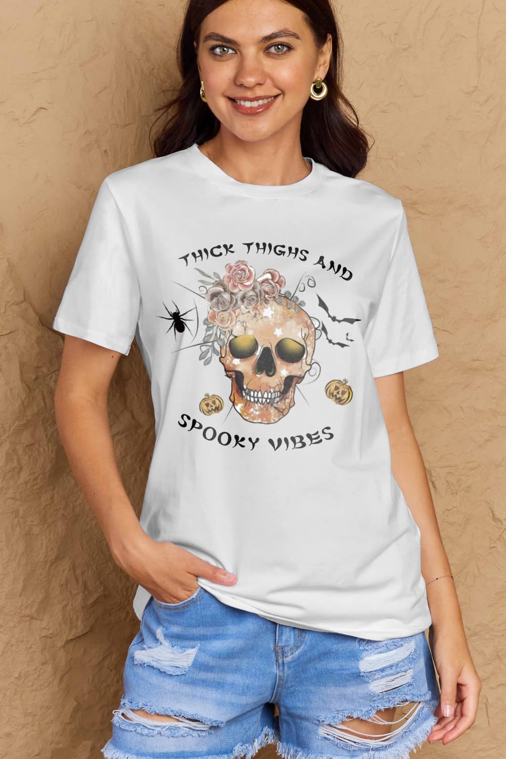 Simply Love Full Size THICK THIGHS AND SPOOKY VIBES Graphic Cotton T-Shirt-Jewearrings