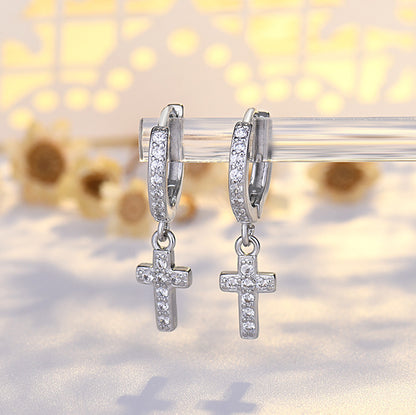 Women's Fashion Zircon Cross Earrings-Jewearrings