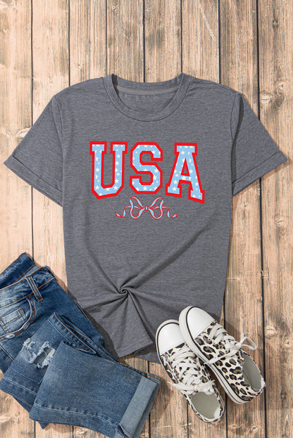 USA Round Neck Short Sleeve T-Shirt-Jewearrings