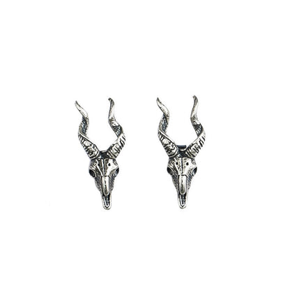 Sterling Silver Punk Vintage Sheep Head Stud Earrings-Jewearrings