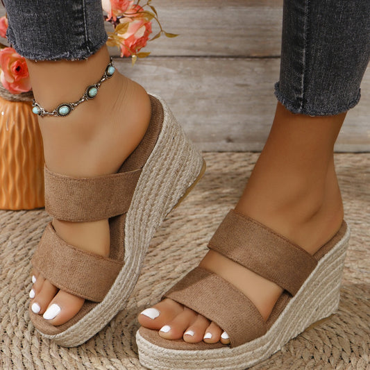 Open Toe Platform Wedge Sandals-Jewearrings