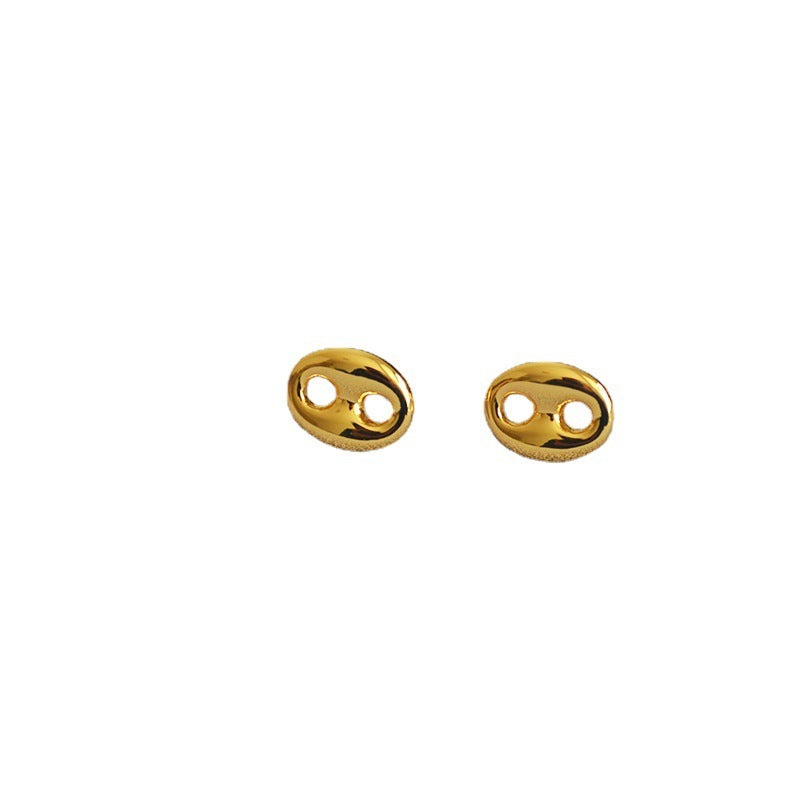 Women's Fashionable Simple Brass And Gold Plated Pig Nose Earrings-Jewearrings