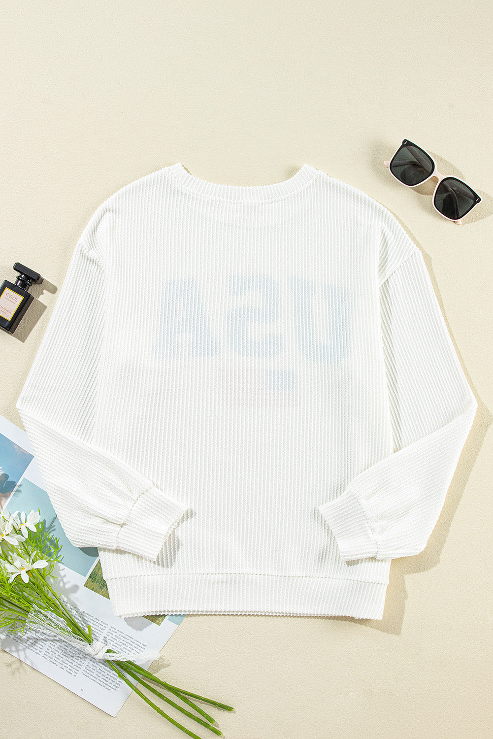 Letter Graphic Round Neck Long Sleeve Sweatshirt-Jewearrings